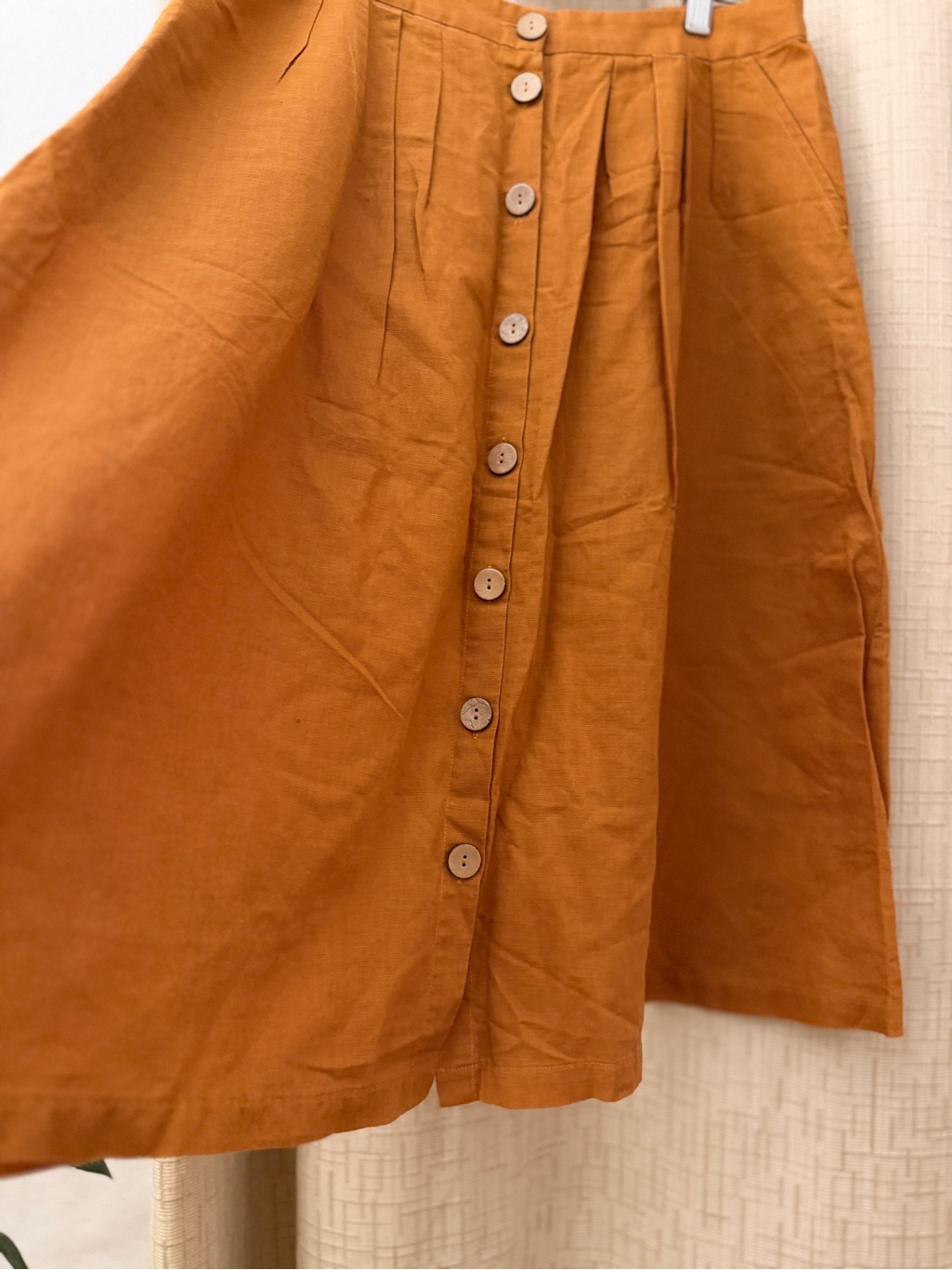 Button-Front A-Line Midi Skirt In Rust — image 4 of 8